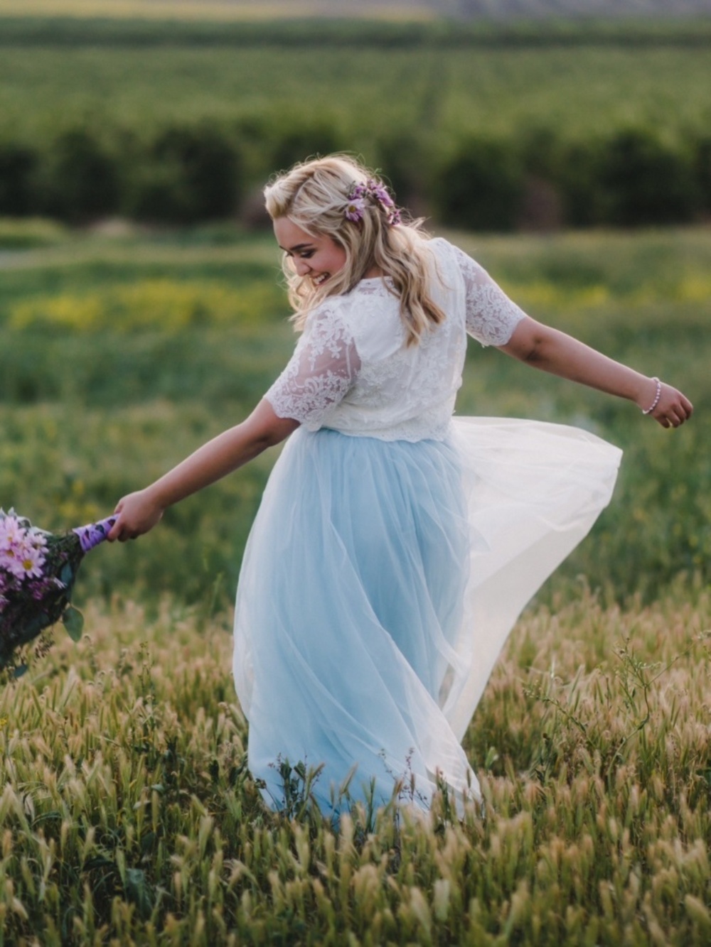 Wedding Dress White Grey Tulle Train Lace Small Custom Made